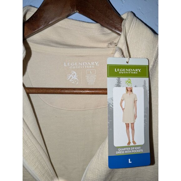 Legendary Outfitters Womens Quarter Zip Knit Dress With Pockets Beige L - Picture 4 of 8